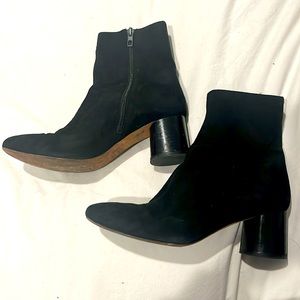 VINCE. Womens Black Padded Tasha Round Toe Block Heel Zip-Up Leather Booties